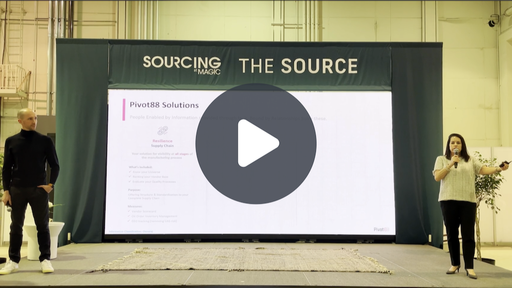 Pivot88 presents on stage at Sourcing at Magic about supply chain relationships