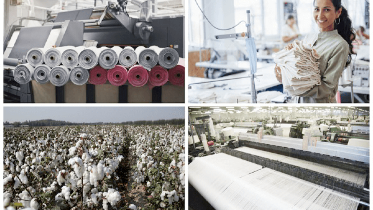 Collage of images showing the process a product takes from raw material and the importance of traceability and transparency in the supply chain